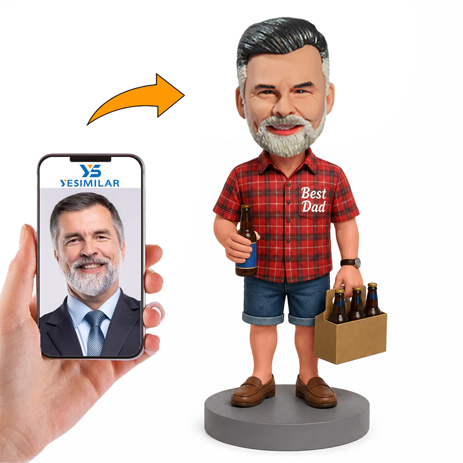 Casual Dad Holding Beer Male Custom Bobbleheads