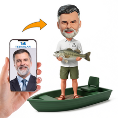 Dad Fishing with Bass Male Custom Bobbleheads