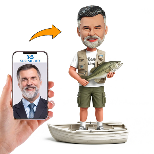 Casual Fishing Dad Male Custom Bobbleheads
