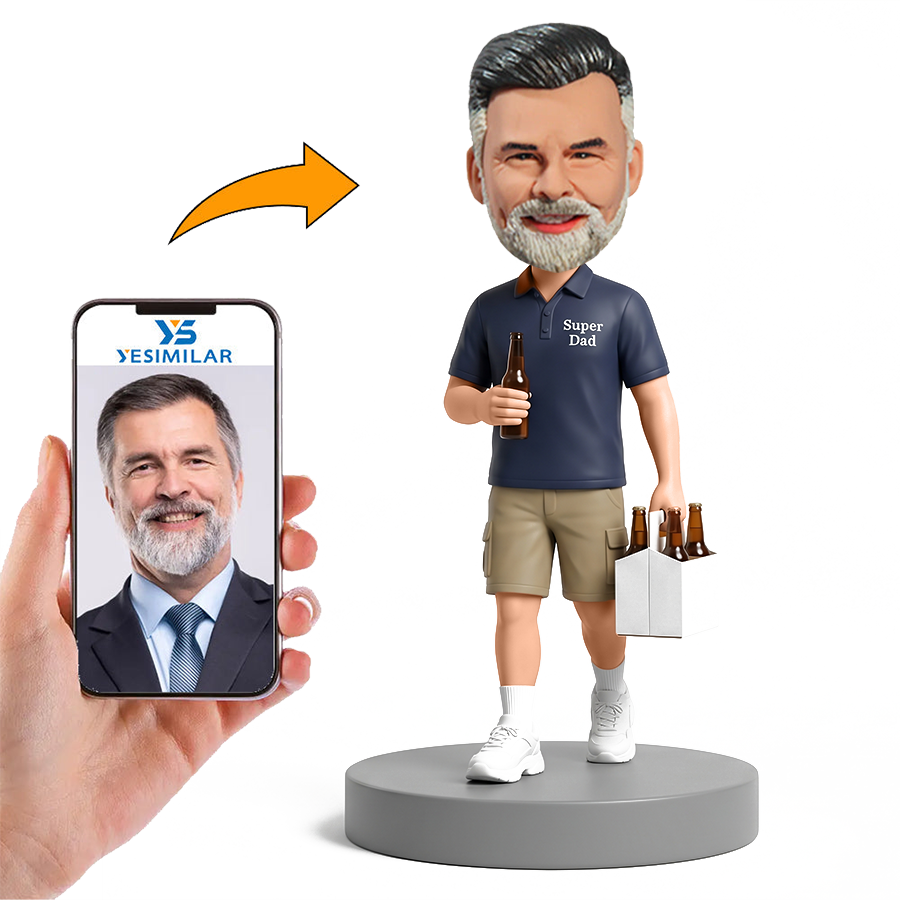 Relaxed Dad with Beer Crate Male Custom Bobbleheads
