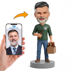 Fun Dad Holding Beer Bottle Male Custom Bobbleheads