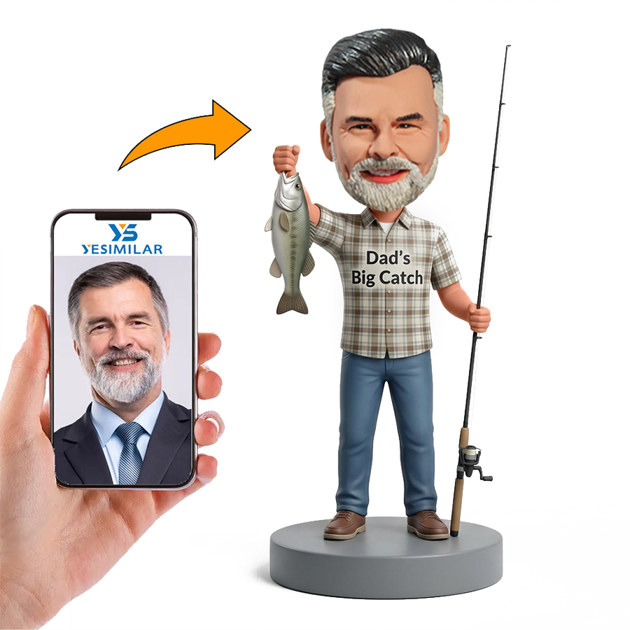Dad Holding Fishing Rod Male Custom Bobbleheads