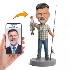 Dad Holding Fishing Rod Male Custom Bobbleheads