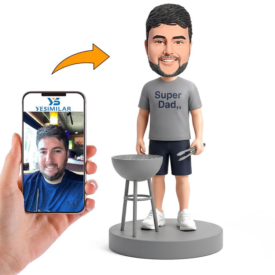 Casual Superhero Dad Male Custom Bobbleheads