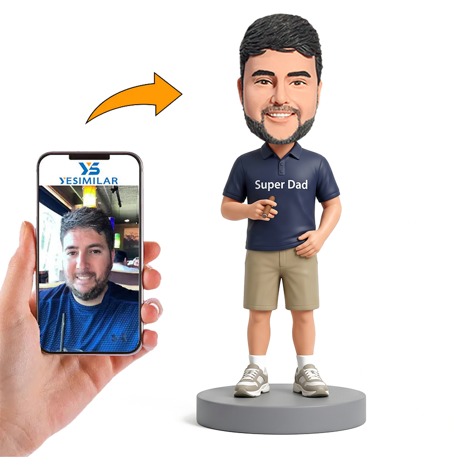 Super Dad Holding Cigar Male Custom Bobbleheads