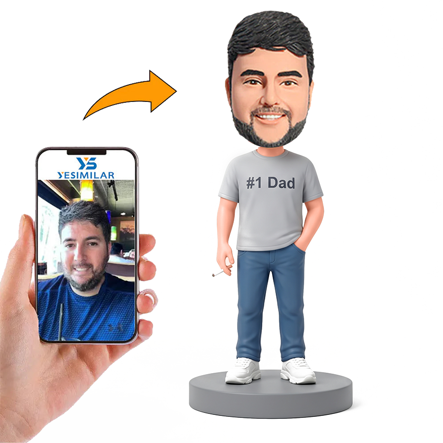 Casual Dad Smoking Male Custom Bobbleheads