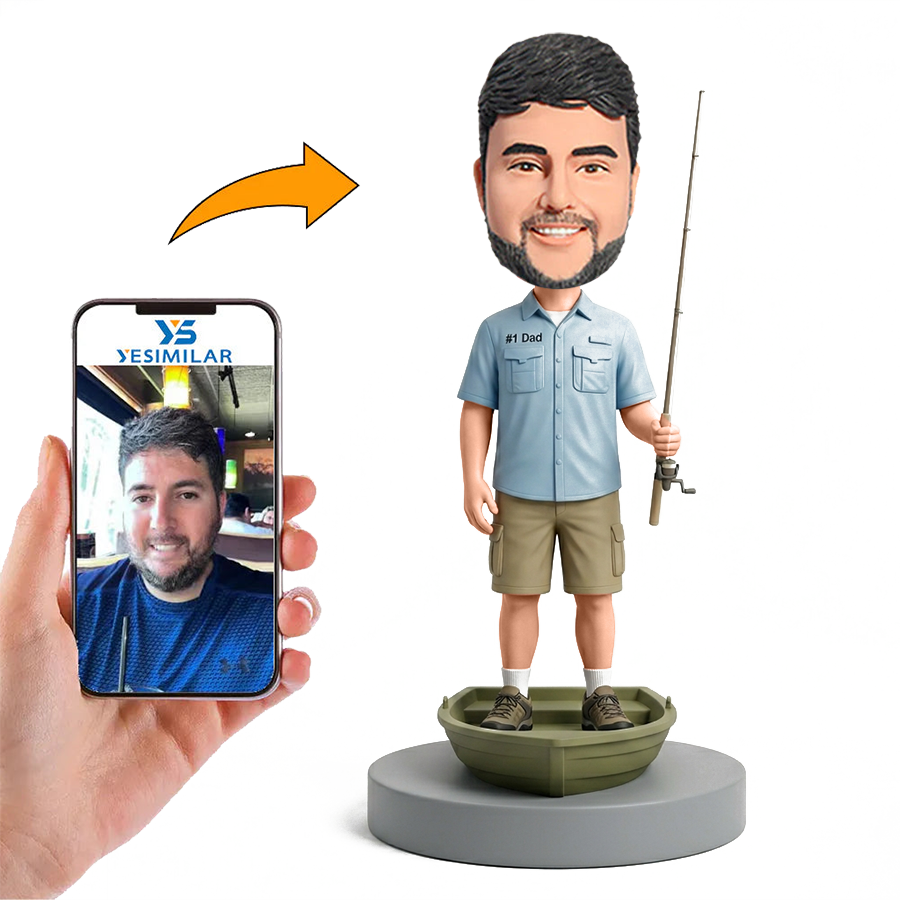 Relaxed Fishing Dad Male Custom Bobbleheads
