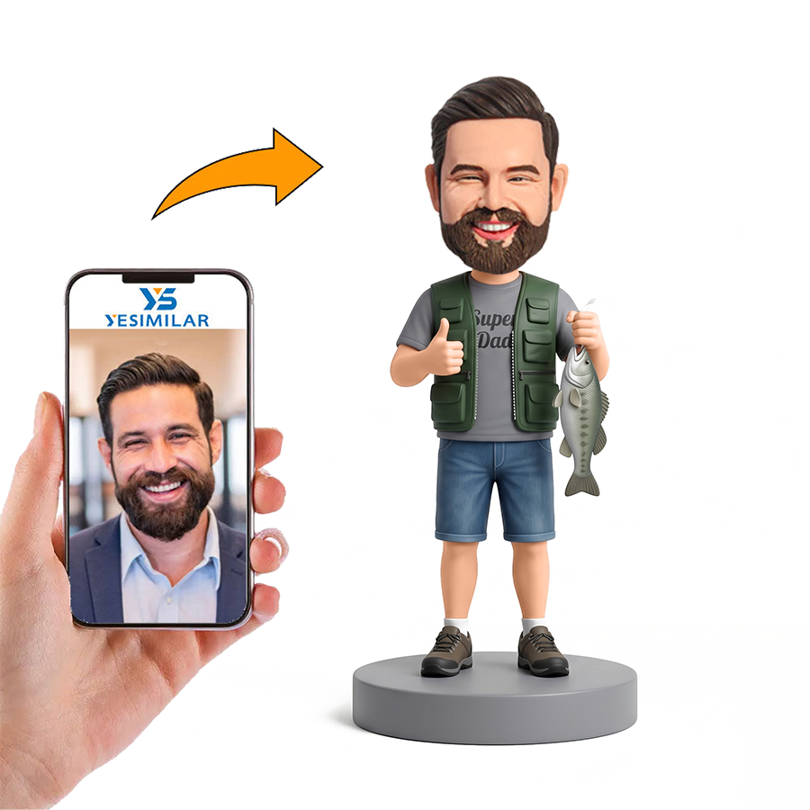 Dad with Fishing Pole Male Custom Bobbleheads
