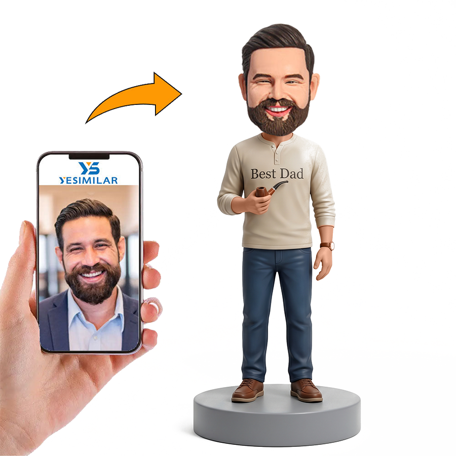 Smoking Dad in Casual Outfit Male Custom Bobbleheads