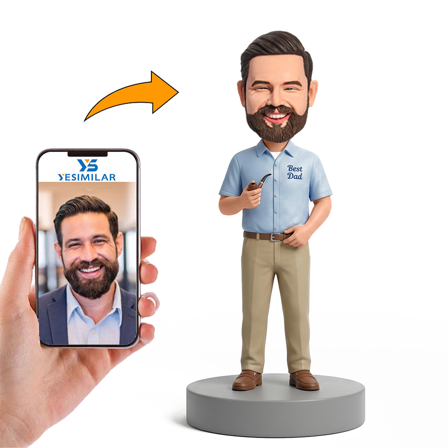 Business Dad Holding Cigarette Male Custom Bobbleheads