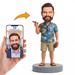 Casual Gentleman with Cigar Male Custom Bobbleheads