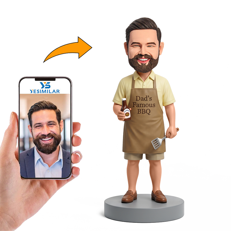 Dad Holding BBQ Spatula Male Custom Bobbleheads
