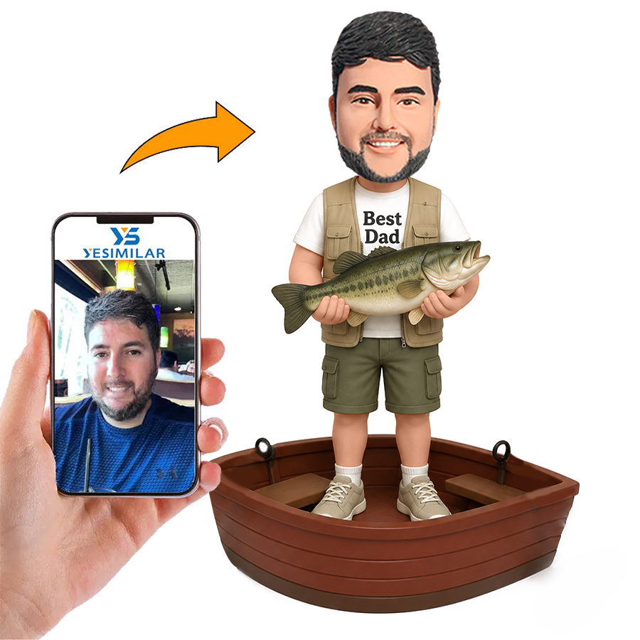 Casual Angler Dad Male Custom Bobbleheads