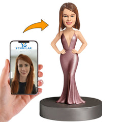 Pink Dress Beautiful Woman Custom Bobbleheads