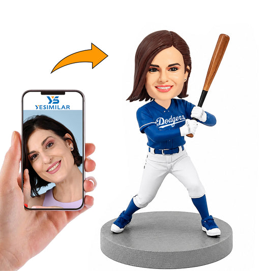 LA Dodgers Fans Woman Baseball Player Custom Bobbleheads