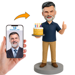 Man Holding Birthday Cake Custom Bobbleheads