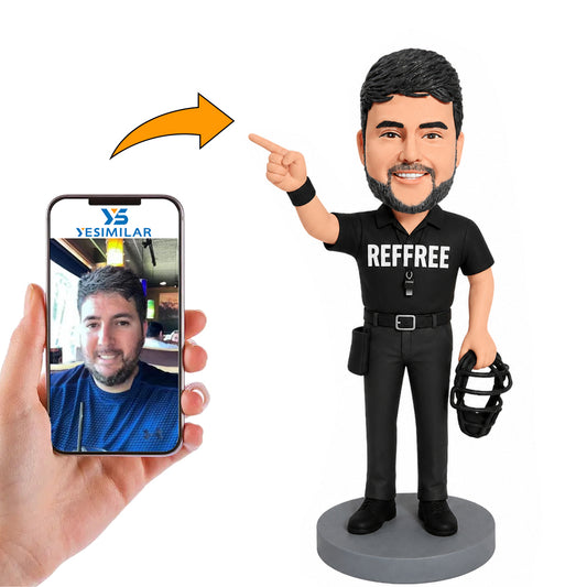 Baseball Umpire in Black Shirt Custom Bobbleheads