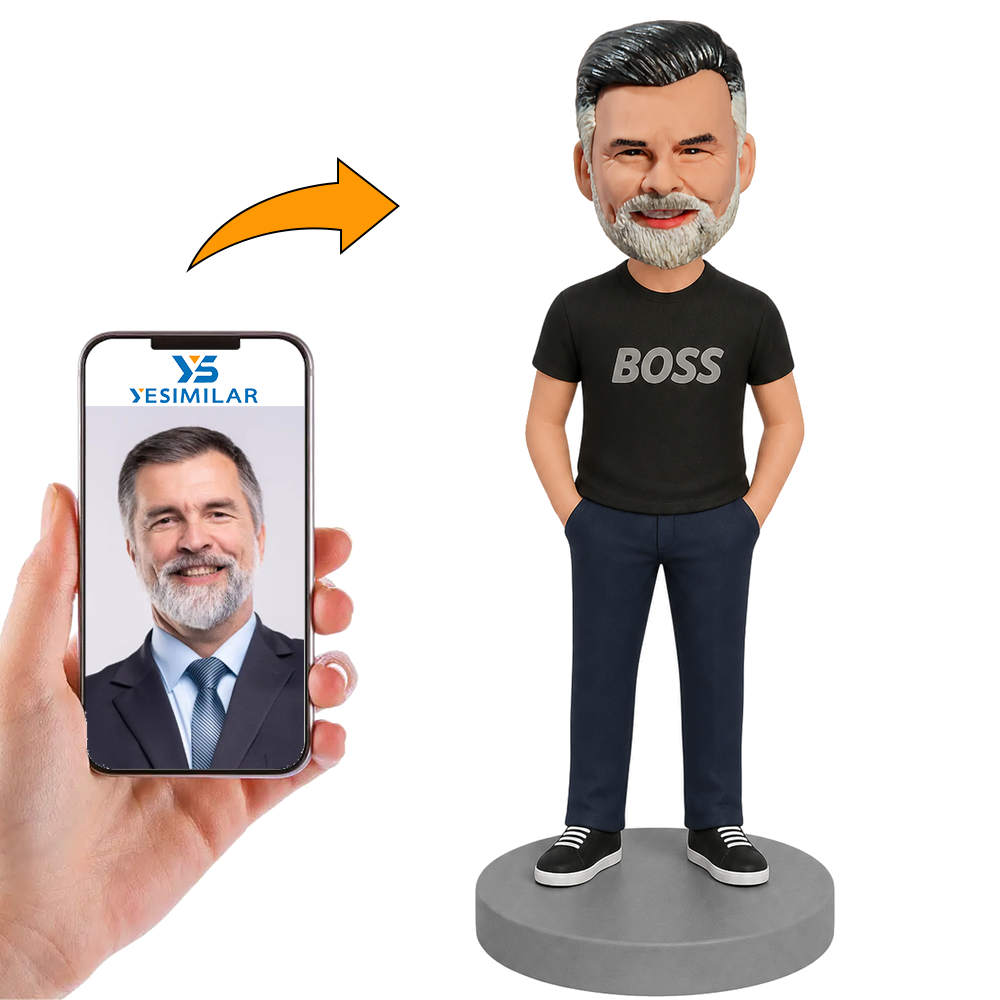 Boss in Black Shirt Custom Bobbleheads