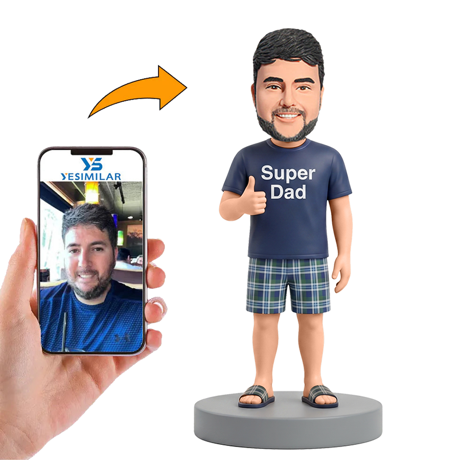 Male Casual Super Dad Giving Thumbs Up Custom Bobbleheads