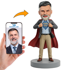 Male Business Dad Revealing Super Dad Shirt Custom Bobbleheads