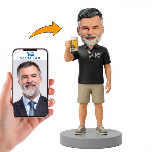 Male Best Dad Raising Beer Glass Custom Bobbleheads