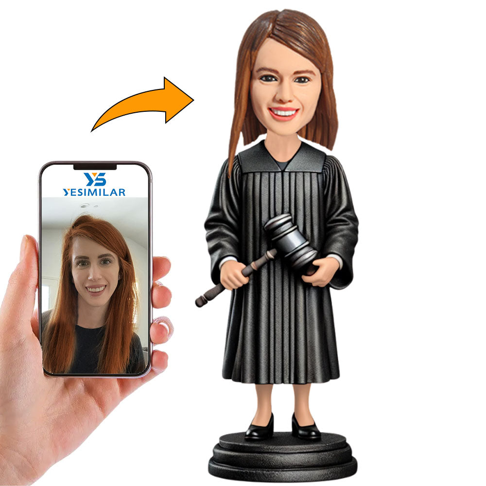 Female Judge Holding Hammer Custom Bobbleheads