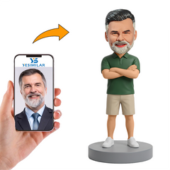 Male Dad Standing with Crossed Arms Custom Bobbleheads