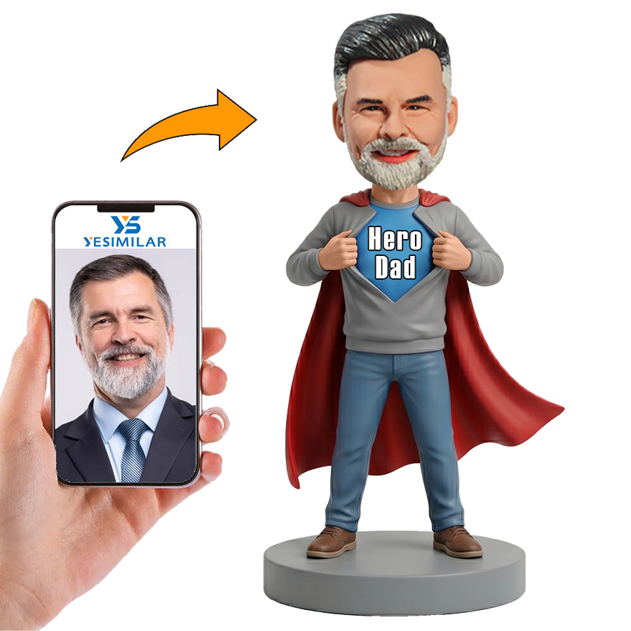 Male Business Dad Revealing Hero Dad Shirt Custom Bobbleheads