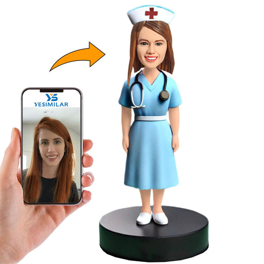 Female Nurse Wearing Nurse Hat Custom Bobbleheads