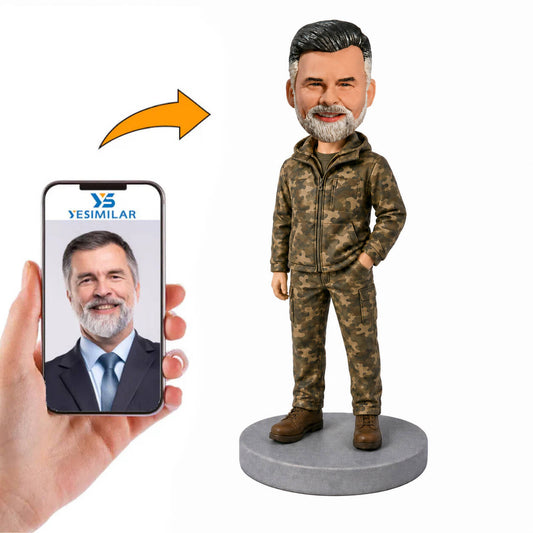 Hunter in Camouflage Hoodie Custom Bobbleheads