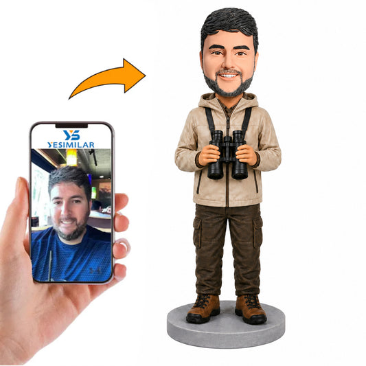 Hunter Holding Binoculars Custom Bobbleheads