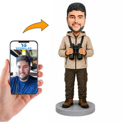 Hunter Holding Binoculars Custom Bobbleheads