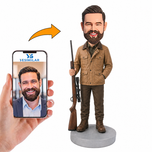 Hunter in Camouflage Hoodie Custom Bobbleheads