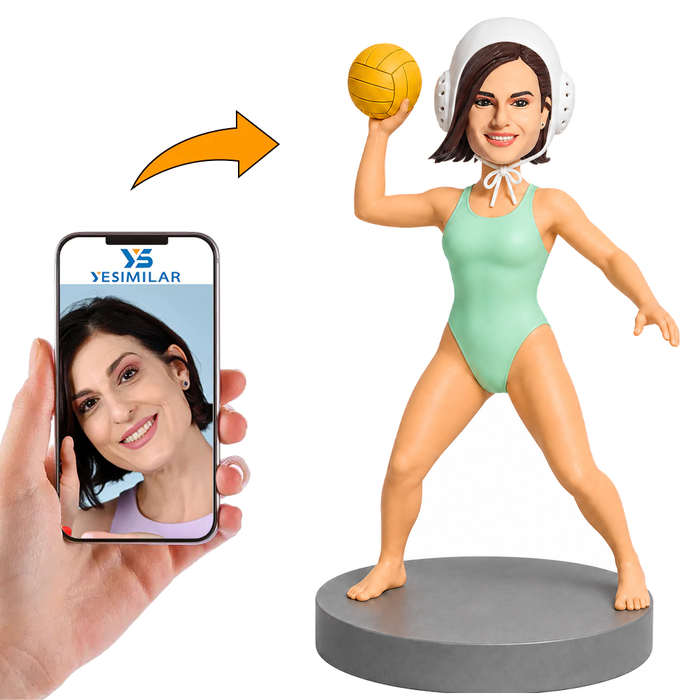 Female Swimmer Holding Water Polo Custom Bobbleheads