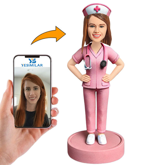 Pink Suit Female Nurse Custom Bobbleheads