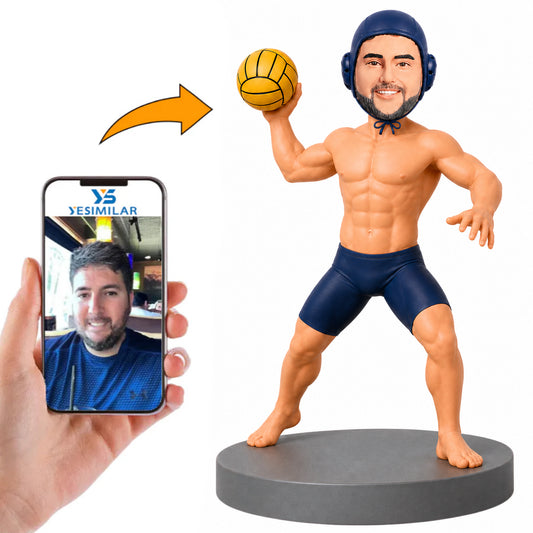 Male Swimmer Holding Water Polo Custom Bobbleheads