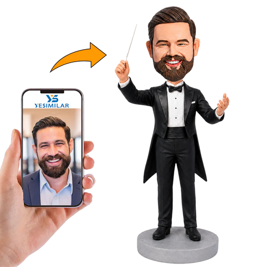 Male Music Conductor Holding Baton Custom Bobbleheads