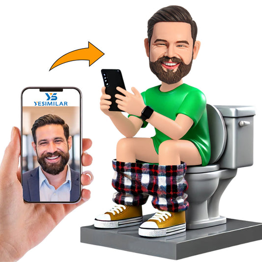 Green Shirt Man On The Toilet Custom Bobbleheads