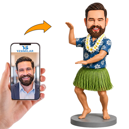 Custom Hawaiian Hula Dancer Bobblehead in Grass Skirt Custom Bobbleheads