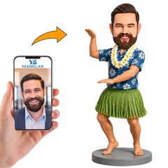 Custom Hawaiian Hula Dancer Bobblehead in Grass Skirt Custom Bobbleheads