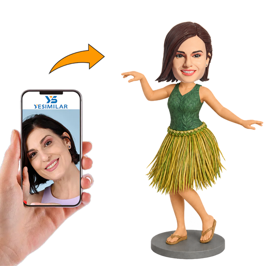 Custom Hawaiian Hula Girl Bobblehead with Grass Skirt Custom Bobbleheads