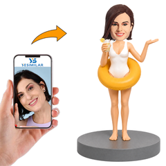Female Swimmer with Swim Ring Custom Bobbleheads