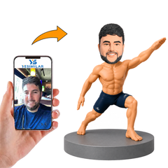 Male Competitive Swimmer in Racing Pose Custom Bobbleheads