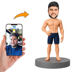Male Swimmer in Swim Trunks Custom Bobbleheads