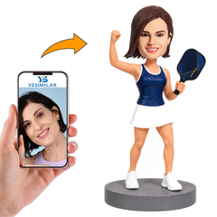 Female Pickleball Victory Pose Custom Bobbleheads