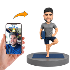 Male Tree Pose Yoga with Block Custom Bobbleheads