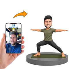 Male Warrior II Yoga Pose Custom Bobbleheads
