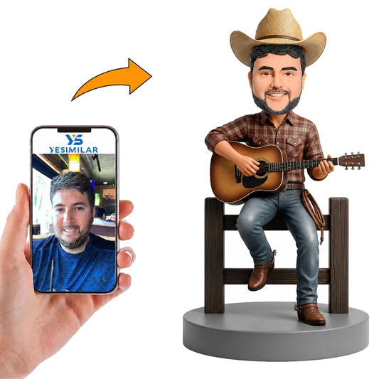 Male Cowboy Guitar Player Custom Bobbleheads