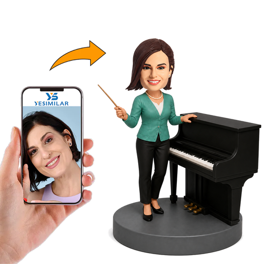 Female Piano Teacher with Baton Custom Bobbleheads