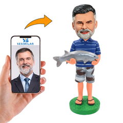 Custom Man with Big Fish Bobblehead